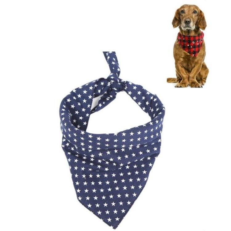 Pet Triangle Towel Christmas Snowflake Dog Saliva Towel - Size L - Blue