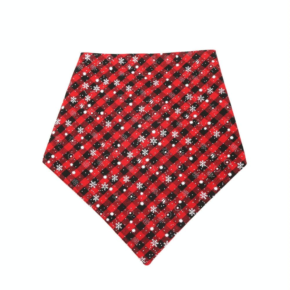 Pet Triangle Towel Christmas Snowflake Dog Saliva Towel - Size S - Green