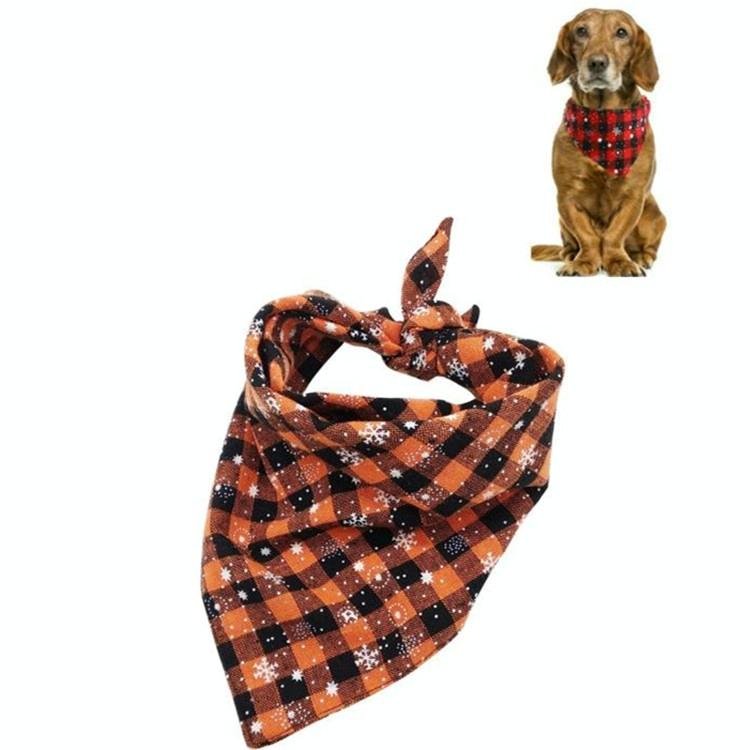 Pet Triangle Towel Christmas Snowflake Dog Saliva Towel - Size S - Green