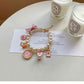 Pink 4-PCS Pearl Charm Pet Necklace - Adjustable Bowknot Collar for Small Dogs & Cats (M: 25+5CM)