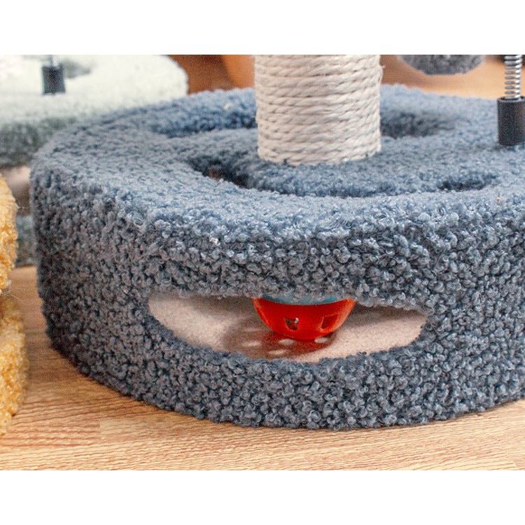Pink Bold Flower Cat Scratching Post - Interactive Plush & Sisal Cat Toy with Teaser Balls