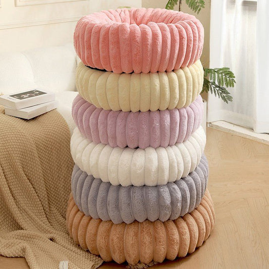Pink Plush Pet Bed - 40cm Round Dog & Cat Mat, Cozy PP Cotton Filled, Comfortable Pet Supplies