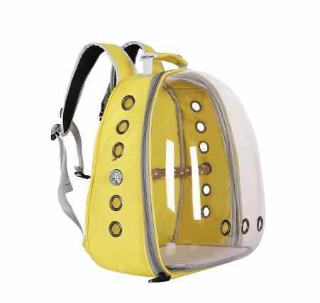 Pink Stylish Transparent PVC Pet Carrier Backpack - Large Capacity, Multi-Use for Birds & Cats(Including Wooden Stick)