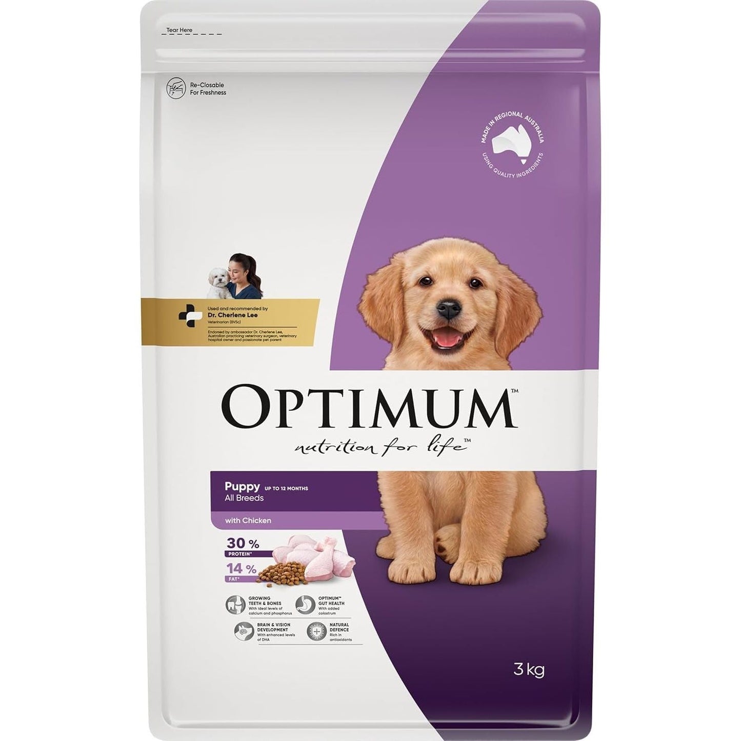 Puppy All Breed Dry Dog Food with Chicken 3Kg Bag, 4 Pack