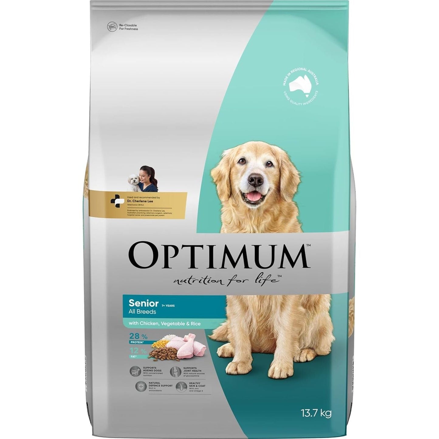 Senior All Breeds Dry Dog Food with Chicken, Vegetables & Rice 13.7Kg Bag