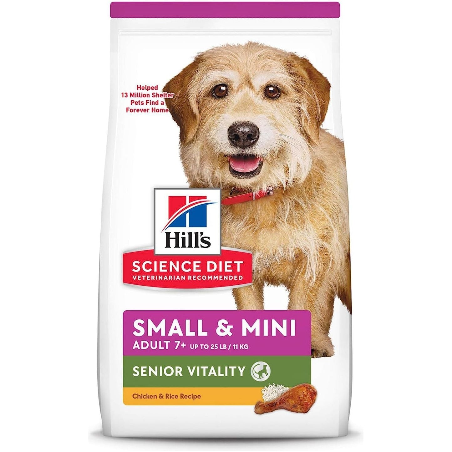 Senior Vitality Adult 7+ Small and Mini, Chicken and Rice Recipe, Dry Dog Food for Older Dogs, 1.58Kg Bag