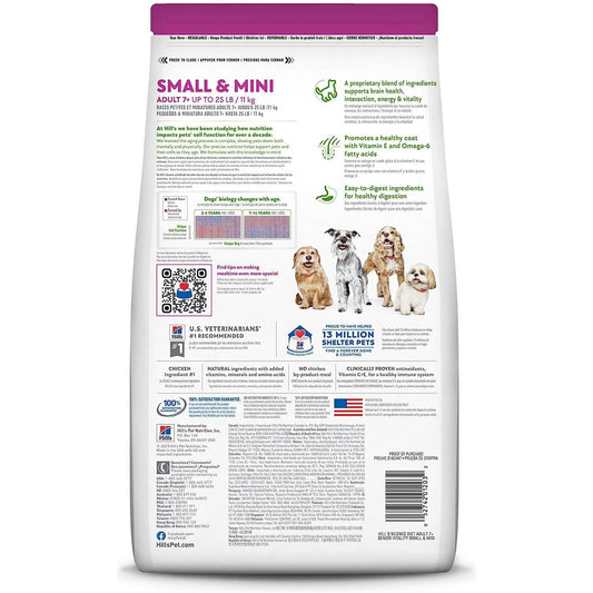 Senior Vitality Adult 7+ Small and Mini, Chicken and Rice Recipe, Dry Dog Food for Older Dogs, 1.58Kg Bag