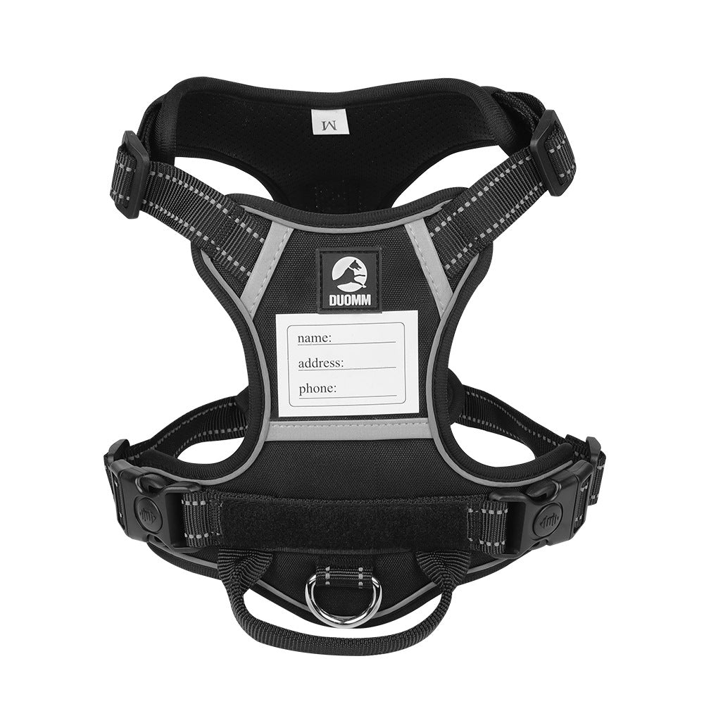 Size L Black Reflective No-Pull Dog Harness - Adjustable & Durable for Large Breeds, Anti-Escape Design