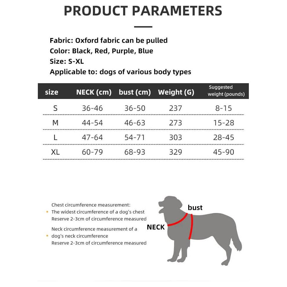 Size L Red Reflective No-Pull Dog Harness - Adjustable & Durable for Large Breeds, Anti-Escape Design