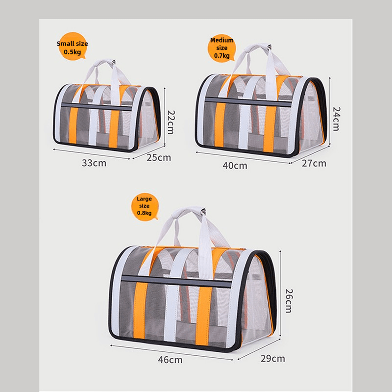 Size M Green And White Foldable Pet Carrier Bag - Lightweight, Breathable, and Spacious for All Seasons