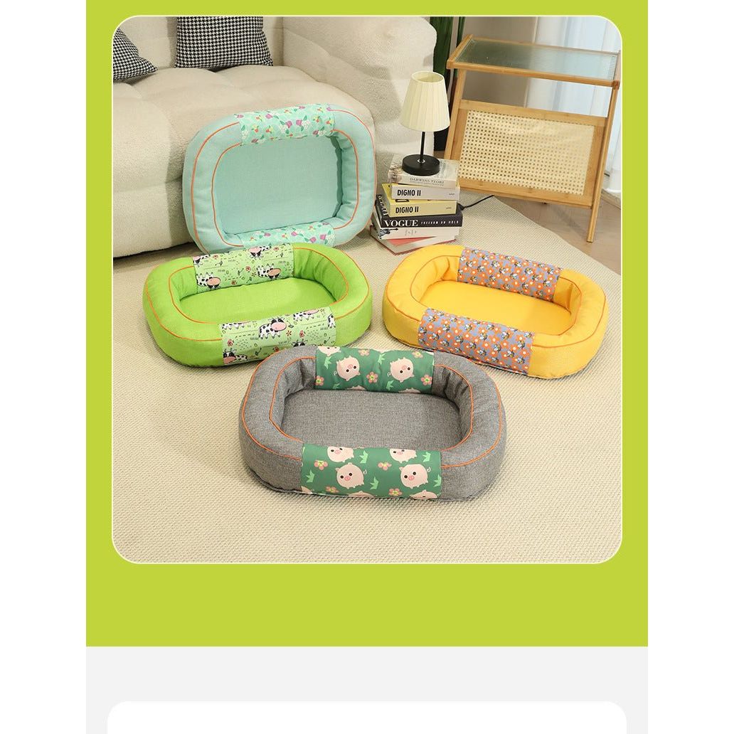 Size M Green Cozy Pet Bed for Small Dogs and Cats - Durable & Chew-Resistant Nest for All Seasons