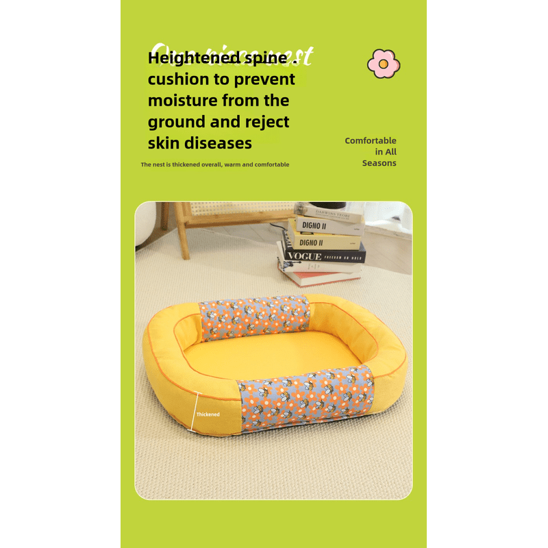 Size M Grey Cozy Pet Bed for Small Dogs and Cats - Durable & Chew-Resistant Nest for All Seasons