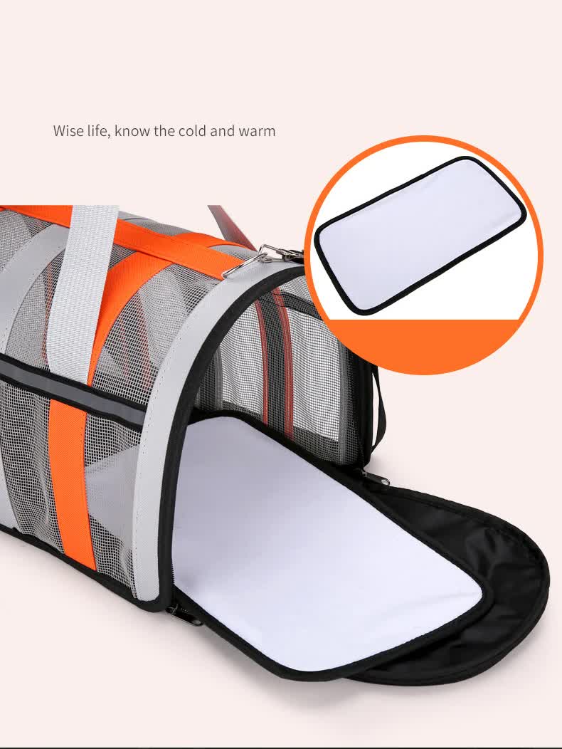 Size S Green And White Foldable Pet Carrier Bag - Lightweight, Breathable, and Spacious for All Seasons