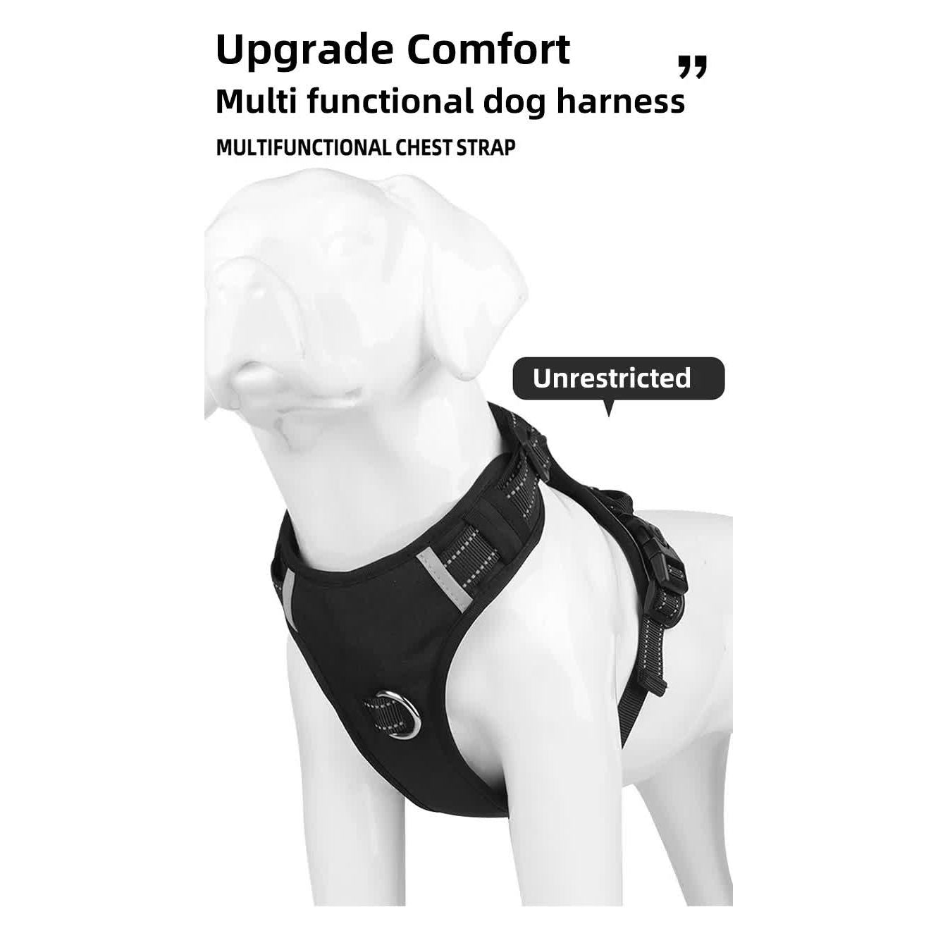Size S Red Reflective No-Pull Dog Harness - Adjustable & Durable for Large Breeds, Anti-Escape Design