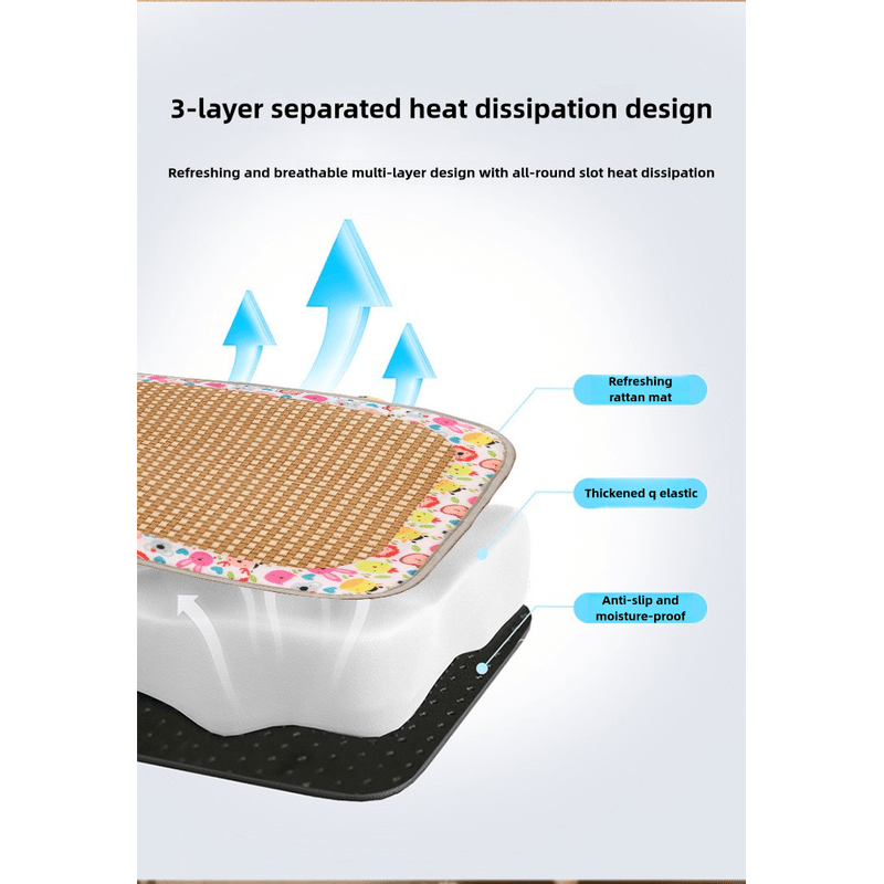 Size S Style 1 Pink And Brown Pet Cooling Mat for Dogs and Cats - Summer Breathable Woven Rattan Bed with Sponge Cushion, Durable and Chew-Resistant