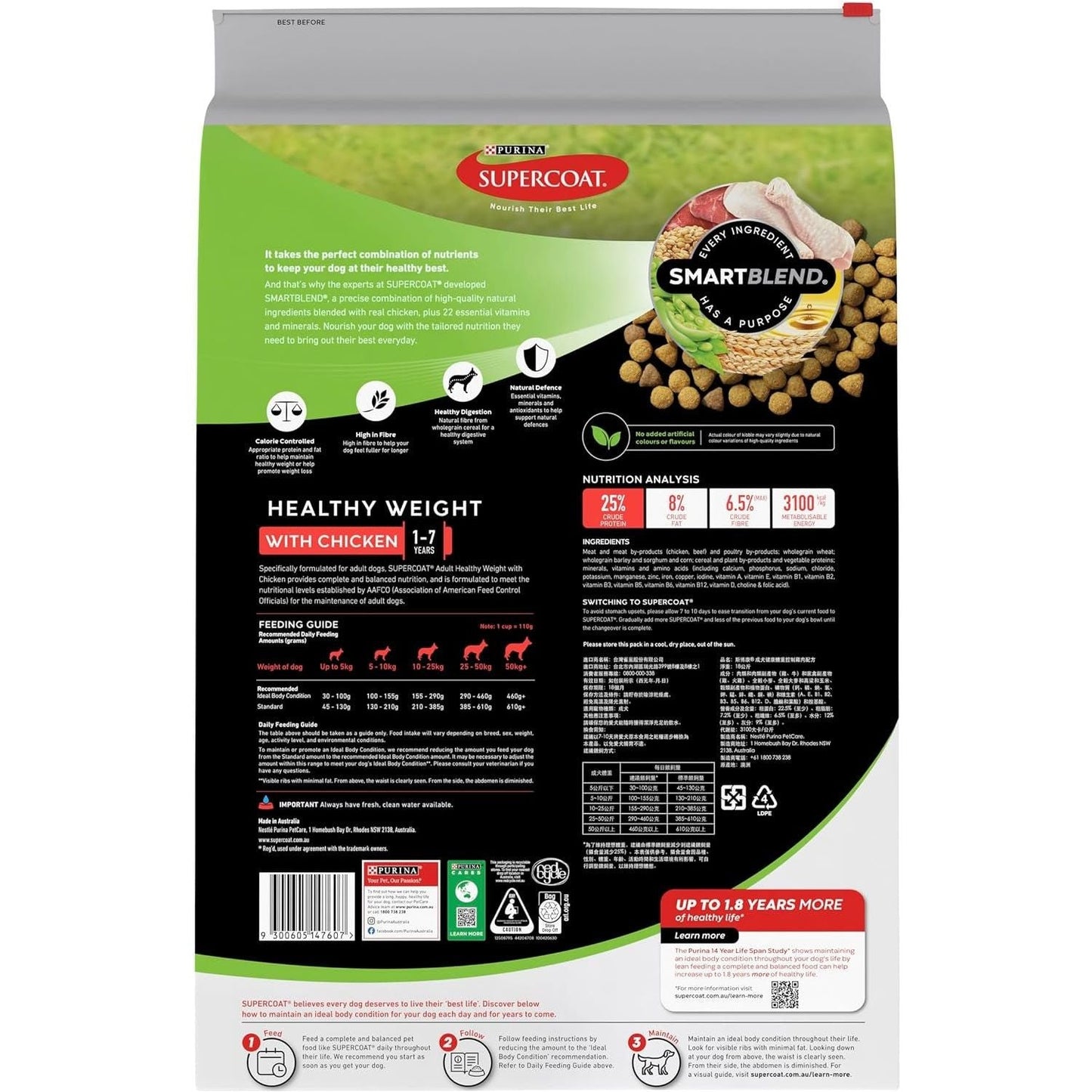 SUPERCOAT SMARTBLEND Adult Dry Dog Food Chicken 18Kg