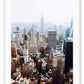 An urban wall art of NYC skyscrapers,  autumn in Manhattan, New York City.