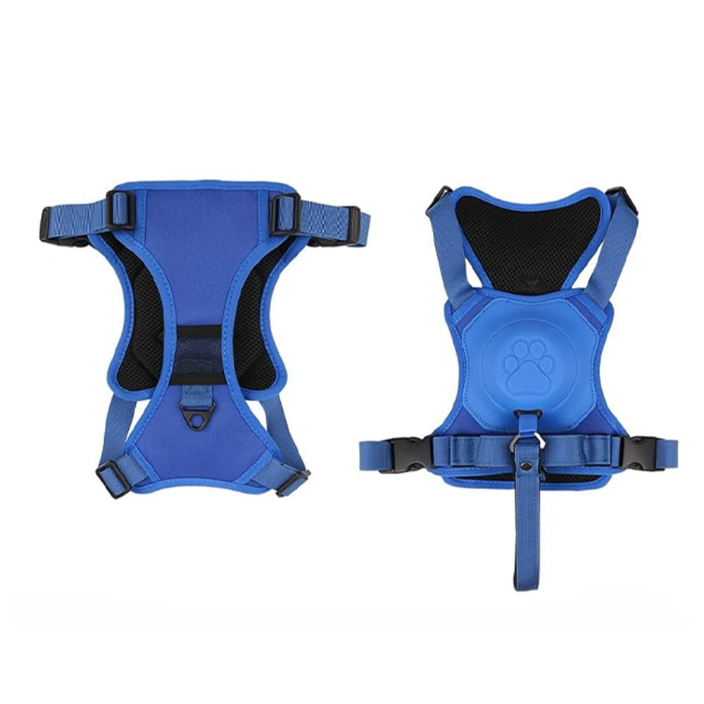 Vibe Geeks Ultimate 2-in-1 Reflective No-pull Dog Harness with Retractable Leash and Control Handle - Blue - L
