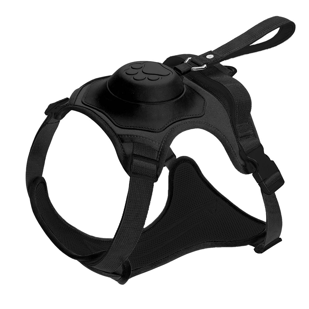 Vibe Geeks Ultimate 2-in-1 Reflective No-pull Dog Harness with Retractable Leash and Control Handle - Orange - M