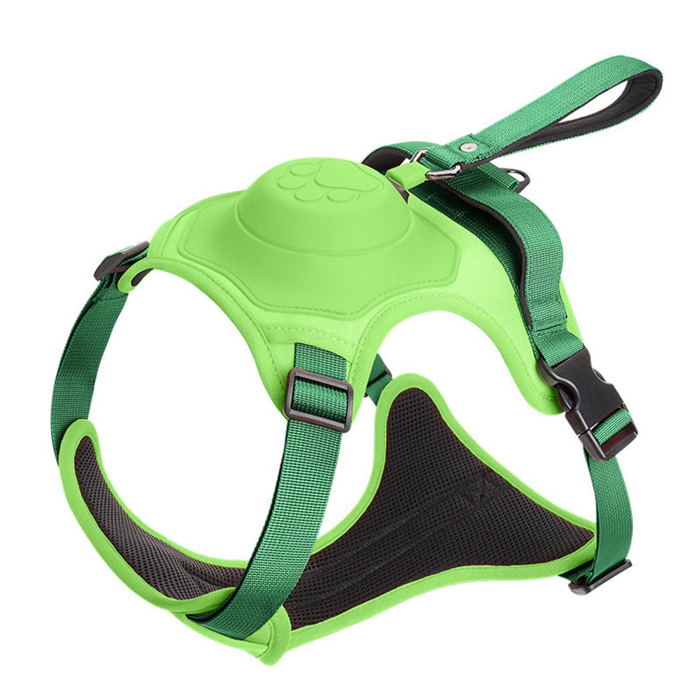 Vibe Geeks Ultimate 2-in-1 Reflective No-pull Dog Harness with Retractable Leash and Control Handle - Red - L