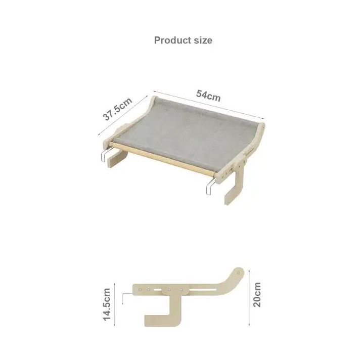 Wall-Mounted Cat Hammock Bed-Wooden Frame, Comfortable and Space-Saving Design for Pets