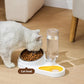 White And Yellow Pet Bowl Set with Automatic Gravity Water Dispenser - Stainless Steel & PP Feeder Station