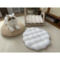 White Plush Round Cat Mat - Soft Faux Fur Sleeping Pad (40cm Diameter)
