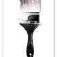 Pink brush with silver and black Gucci paint on white background minimal fashion print 