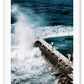 Sydney beach water ocean print with blue white wash waves splashing on pool vintage coast 