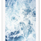 Ocean print with a close-up of the blue sea and white wash. 