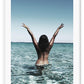 Photography fashion woman tan in water nude sexy back facing camera freedom beach 