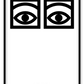 A black and white typography wall art with √ñgon Cacao one-eye by Swedish illustrator Olle Eksell in 1956. 