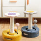 Yellow And Pink Sunflower Cat Scratching Post - 35cm Sisal Cat Tree with Plush Toys for Small Cats