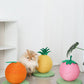 Yellow Pineapple And Green Base Fun Fruit Shaped Sisal Cat Scratcher Ball - Durable Scratching Toy with Stable Base