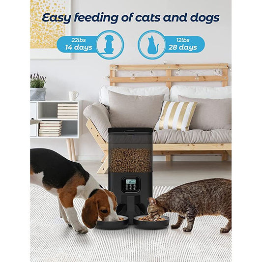 YES4PETS 6L Automatic Digital Pet Dog Cat Feeder Double Food Bowl Dispenser