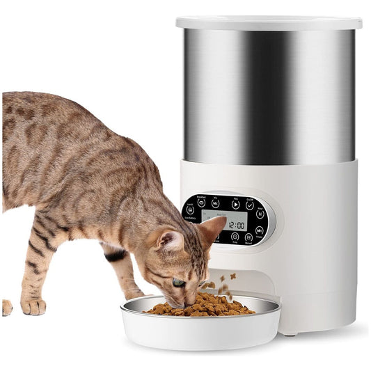 YES4PETS Electric Automatic Pet Dog Cat Rabbit Feeder Stainless Steel 3L Dispenser