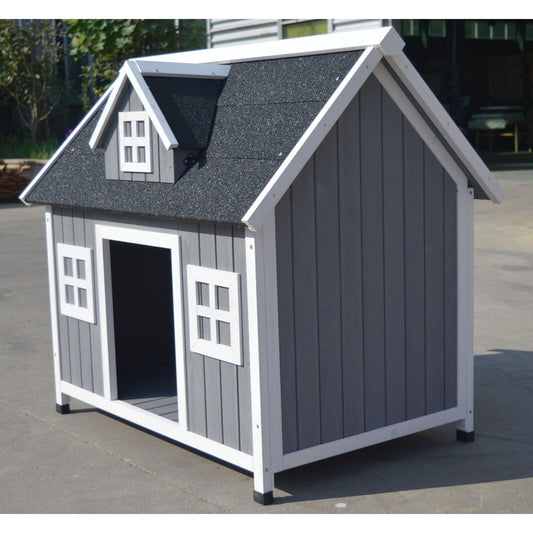 YES4PETS Grey Large Timber Pet Dog Puppy Wooden Cabin  Kennel Timber House