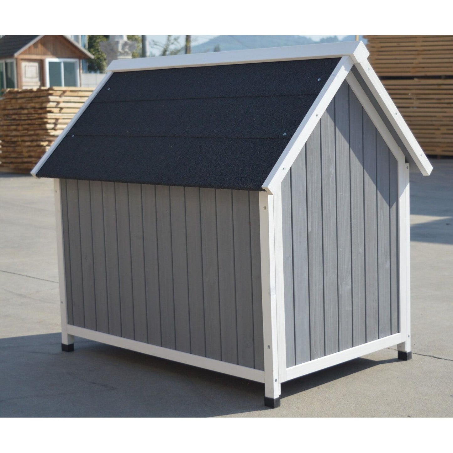 YES4PETS Grey Large Timber Pet Dog Puppy Wooden Cabin  Kennel Timber House