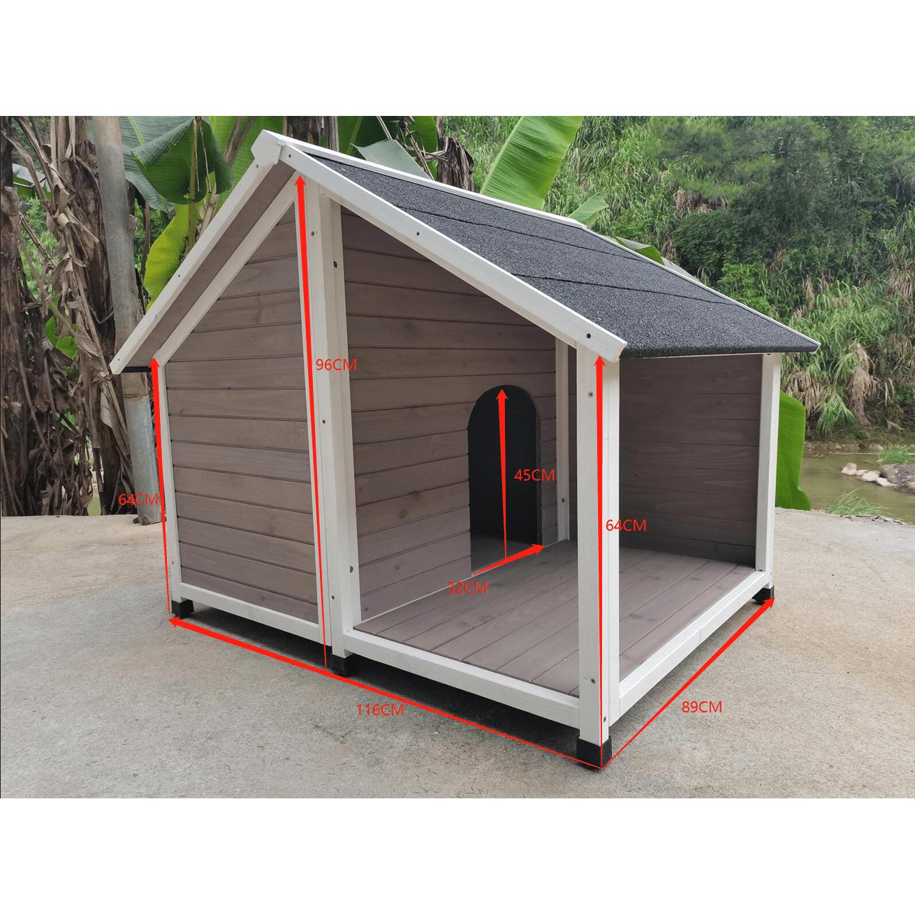 YES4PETS L Timber Pet Dog Kennel House Puppy Wooden Timber Cabin 130x105x100cm Grey
