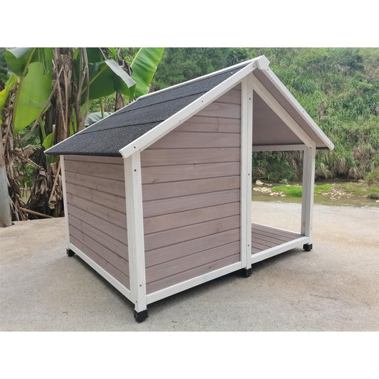YES4PETS L Timber Pet Dog Kennel House Puppy Wooden Timber Cabin 130x105x100cm Grey