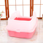 YES4PETS Large Deep Cat Kitty Litter Tray High Wall Pet Toilet Grid Tray With Scoop Pink