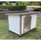 YES4PETS M Timber Pet Dog Kennel House Puppy Wooden Timber Cabin With Stripe White