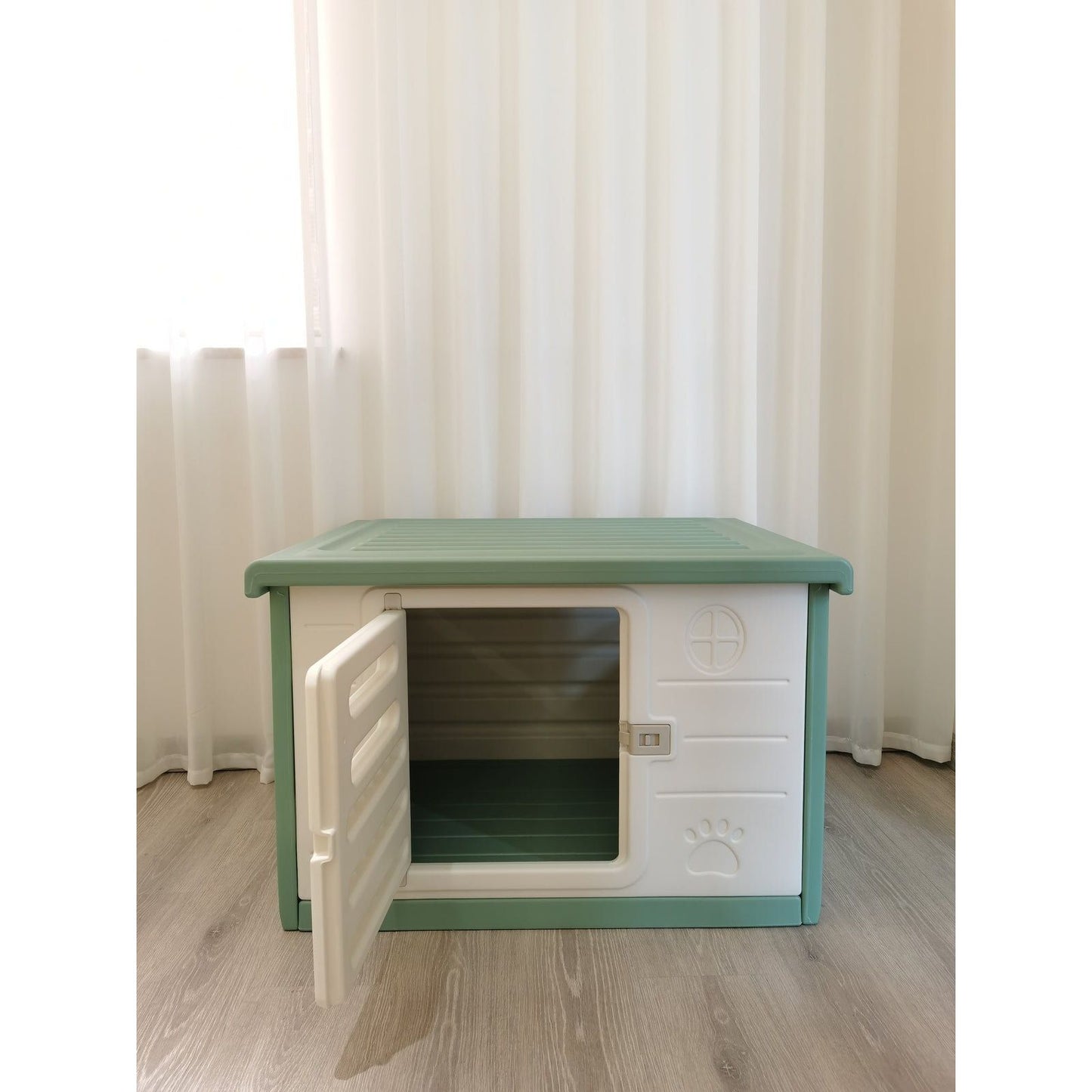 YES4PETS Medium Plastic Pet Dog Puppy Cat House Kennel Green