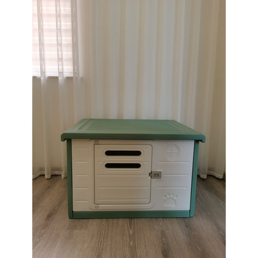 YES4PETS Medium Plastic Pet Dog Puppy Cat House Kennel Green