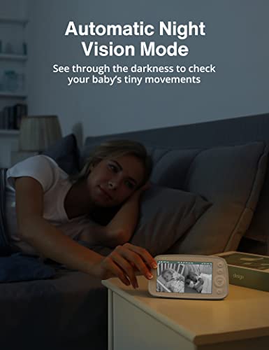 Baby Monitor, 5 inch HD Display Video Monitor, with Auto-Pilot Camera and Two-Way Audio, Night Vision and Thermal Monitor(AU Plug, 240V)