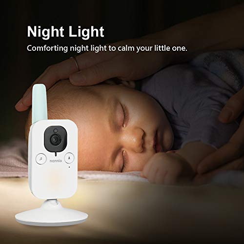 nannio Hero3 Baby Monitor Camera with Baby Night Light and Vibration Option, Two-Way Audio, Cry Detection, Power Saving Mode, Room Temperature, Digital Zoom, Lullaby, 2 Years Warranty (AU Plug)
