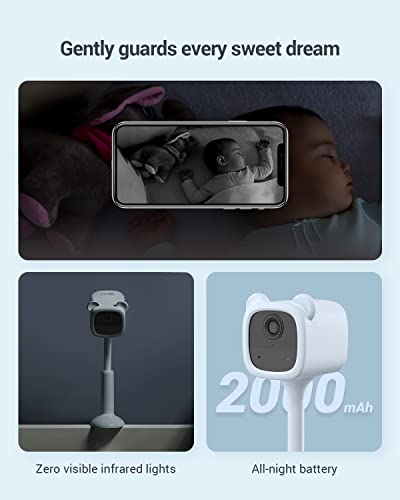 EZVIZ Smart Video Baby Monitor with Baby Crying and Activity Detection, Wireless Battery-Powered, Out-of-Crib Alerts, 1080P Baby Camera, Night Vision, Wire-Free Setup, 2-Way Talk, Alexa (BM1, Bear)
