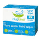 Hugbino Baby Wipes Bulk Pack 12 x 80pk - Fragrance Free - Pure NZ Wet Water Wipes - Waterwipe for baby