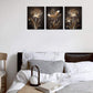 Abstract Wall Art Golden Flowers Canvas Pictures Contemporary Minimalism Abstract Artwork for Bedroom Bathroom Living Room Wall Decor 12" x 16" x 3 Pieces