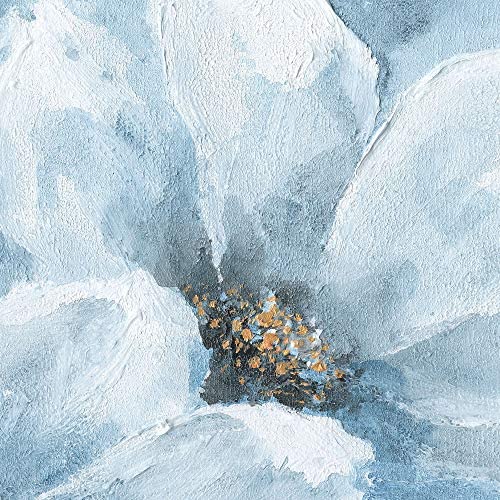 B BLINGBLING Magnolia Flower Picture Wall Decor: Blue and White Flower Canvas Wall Art for Bedroom Floral Painting Frame Ready to Hang (12"x16"x3 Panels)